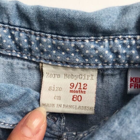 Zara soft denim snap up shirt  EUC 9-12 months - Picture 3 of 5